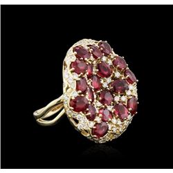 14KT Yellow Gold 9.11ctw Ruby and Diamond Ring