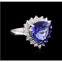 14KT White Gold 6.78ct Tanzanite and Diamond Ring