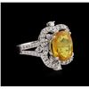 Image 1 : 6.60ct Yellow Sapphire and Diamond Ring - 14KT White Gold