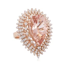 14KT Rose Gold 10.67ct Morganite and Diamond Ring