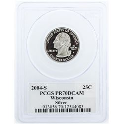 2004-S PCGS Graded PR70DCAM Wisconsin Quarter Proof Cameo Coin