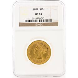 1894 NGC MS63 $10 Liberty Head Eagle Gold Coin