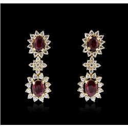 14KT Yellow Gold 2.08ctw Ruby and Diamond Earrings