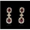 Image 1 : 14KT Yellow Gold 2.08ctw Ruby and Diamond Earrings