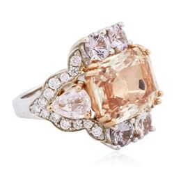 18KT Two-Tone Gold GIA Certified 15.13ct Multi-Color Sapphire and Diamond Ring