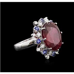 14KT White Gold 16.30ct Ruby, Sapphire and Diamond Ring