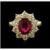 Image 2 : 14KT Yellow Gold 3.55ct Ruby and Diamond Ring