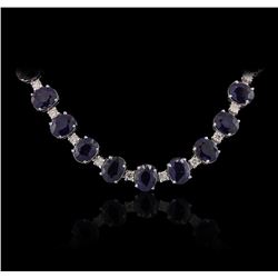 14KT White Gold 73.04ctw Sapphire and Diamond Necklace