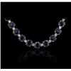Image 1 : 14KT White Gold 73.04ctw Sapphire and Diamond Necklace