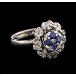 14KT White Gold 0.58ctw Tanzanite and Diamond Ring