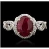 Image 2 : 18KT White Gold 2.26ct Ruby and Diamond Ring