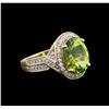 Image 2 : 4.23ct Peridot and Diamond Ring - 14KT Yellow Gold