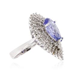 14KT White Gold 4.29ct Tanzanite and Diamond Ring