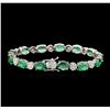Image 2 : 14KT White Gold 9.10ctw Emerald and Diamond Bracelet