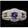 Image 2 : 14KT White Gold 1.10ct Tanzanite and Diamond Ring