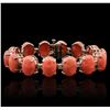 14KT Rose Gold 65.20ctw Coral and Diamond Bracelet