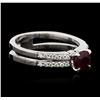 Image 1 : 14KT White Gold 0.80ct Ruby and Diamond Ring