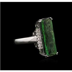 14KT White Gold 7.97ct Green Tourmaline and Diamond Ring