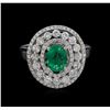 Image 2 : 0.66ct Emerald and Diamond Ring - 18KT White Gold