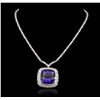 Image 2 : 18KT White Gold GIA Certified 68.80ct Tanzanite and Diamond Necklace