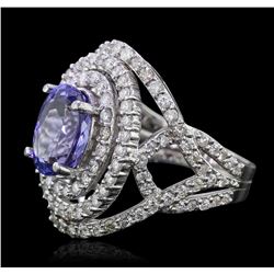 14KT White Gold 3.82ct Tanzanite and Diamond Ring