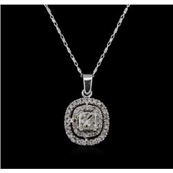 14KT White Gold 0.95ctw Diamond Pendant With Chain