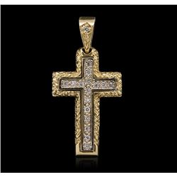 14KT Yellow Gold 0.24ctw Diamond Cross Pendant