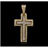 Image 1 : 14KT Yellow Gold 0.24ctw Diamond Cross Pendant