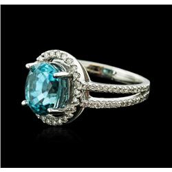 14KT White Gold 4.12ct Topaz and Diamond Ring