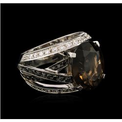 8.80ct Smoky Quartz and Diamond Ring - 18KT White Gold