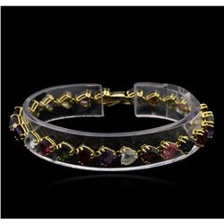 18.73ctw Multi Gemstone Bracelet - 18KT Yellow Gold