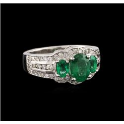 14KT White Gold 1.06ctw Emerald and Diamond Ring