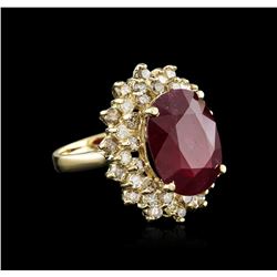 14KT Yellow Gold 7.34ct Ruby and Diamond Ring