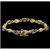 Image 2 : 7.00ctw Tanzanite and Diamond Bracelet - 14KT Yellow Gold