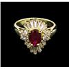 Image 2 : 0.80ct Ruby and Diamond Ring - 14KT Yellow Gold