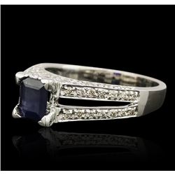 14KT White Gold 1.00ct Sapphire and Diamond Ring