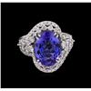 Image 2 : 5.19ct Tanzanite and Diamond Ring - 14KT White Gold