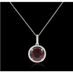 14KT White Gold 4.94ct Ruby and Diamond Pendant With Chain