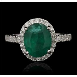 14KT White Gold 3.35ct Emerald and Diamond Ring