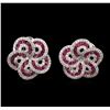 Image 1 : 1.80ctw Ruby and Diamond Earrings - 18KT White Gold