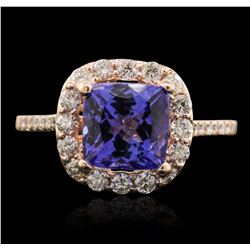 14KT Rose Gold 2.16ct Tanzanite and Diamond Ring