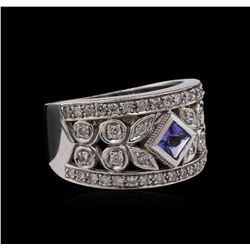 0.32ct Tanzanite and Diamond Ring - 14KT White Gold