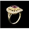 Image 3 : 3.57ct Ruby and Diamond Ring - 14KT Yellow Gold