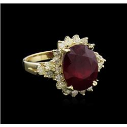 8.17ct Ruby and Diamond Ring - 14KT Yellow Gold