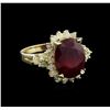 Image 1 : 8.17ct Ruby and Diamond Ring - 14KT Yellow Gold