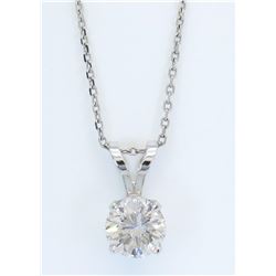 GIA Certified 1.03ct Diamond Pendant With Chain- 14K White Gold