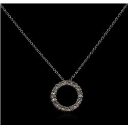 0.10ctw Diamond Circle Pendant With Chain - 10KT White Gold