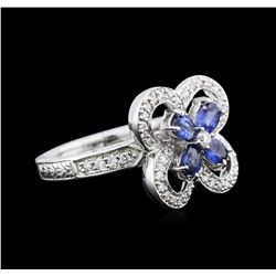 0.80ctw Sapphire and Diamond Ring - 14KT White Gold