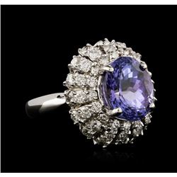 14KT White Gold 4.02ct Tanzanite and Diamond Ring