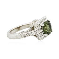 14KT White Gold 1.88ct Green Tourmaline and Diamond Ring